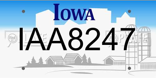 IAA8247 Iowa License Plate