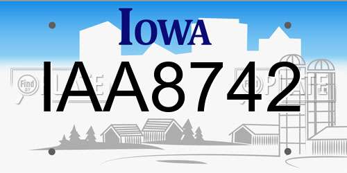 IAA8742 Iowa License Plate