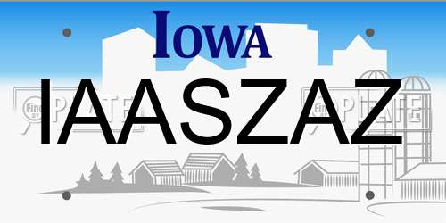 IAASZAZ Iowa License Plate