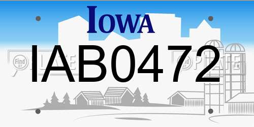 IAB0472 Iowa License Plate