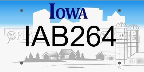 IAB264 Iowa License Plate