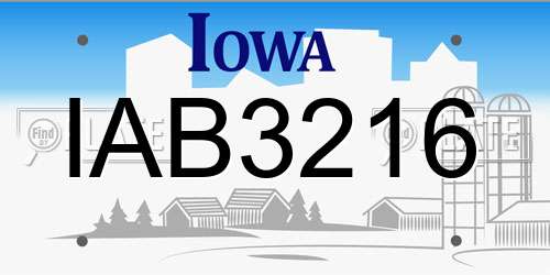 IAB3216 Iowa License Plate
