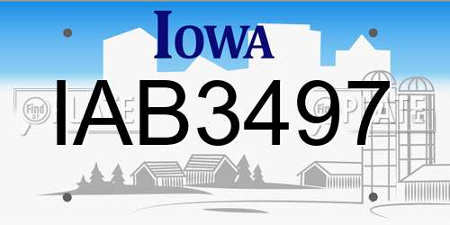 IAB3497 Iowa License Plate