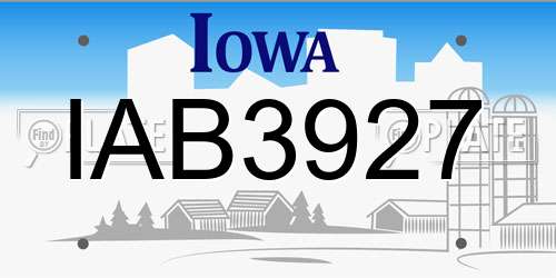 IAB3927 Iowa License Plate