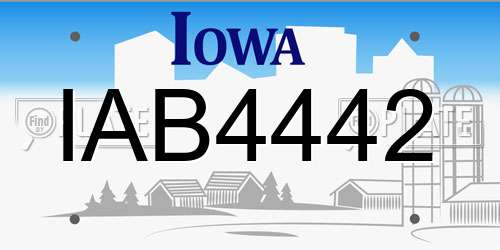 IAB4442 Iowa License Plate