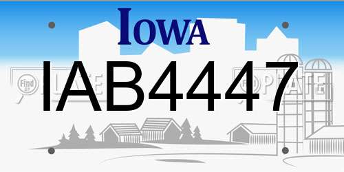 IAB4447 Iowa License Plate