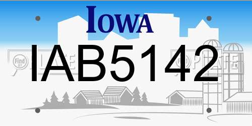 IAB5142 Iowa License Plate