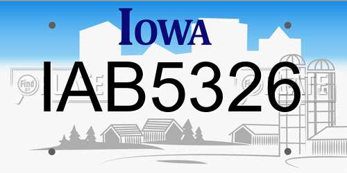 IAB5326 Iowa License Plate
