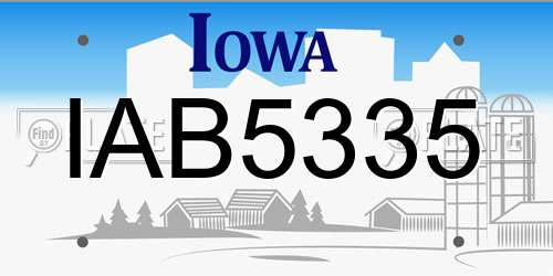 IAB5335 Iowa License Plate