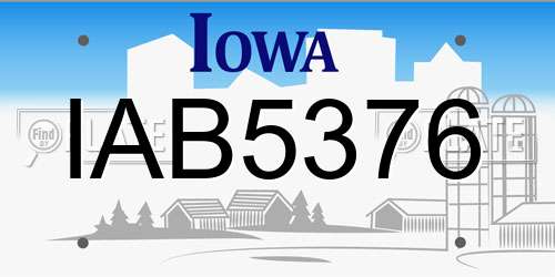 IAB5376 Iowa License Plate