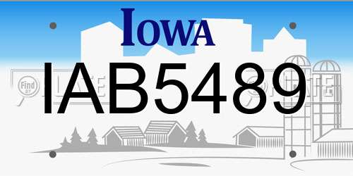 IAB5489 Iowa License Plate