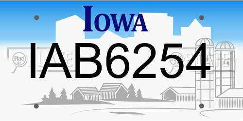 IAB6254 Iowa License Plate