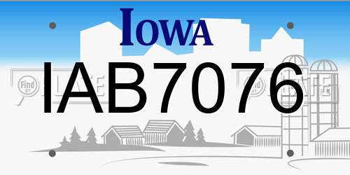 IAB7076 Iowa License Plate