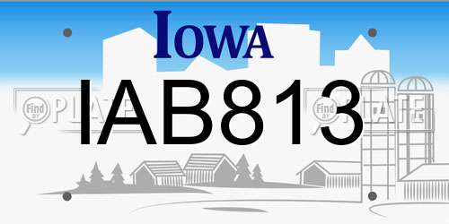 IAB813 Iowa License Plate