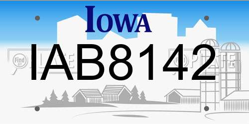 IAB8142 Iowa License Plate