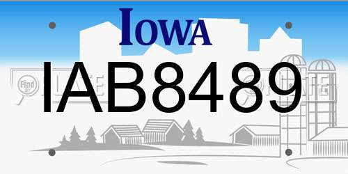 IAB8489 Iowa License Plate