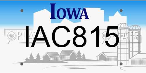 IAC815 Iowa License Plate