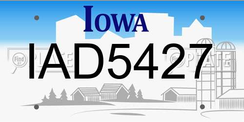 IAD5427 Iowa License Plate
