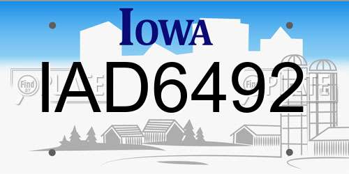 IAD6492 Iowa License Plate