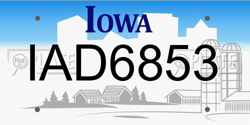 IAD6853 Iowa License Plate