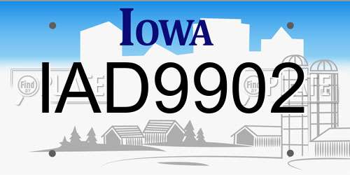 IAD9902 Iowa License Plate