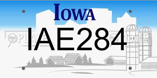 IAE284 Iowa License Plate