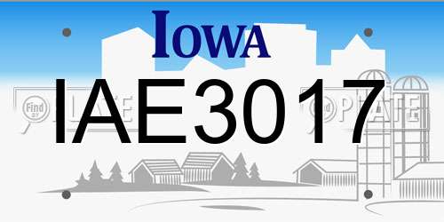 IAE3017 Iowa License Plate
