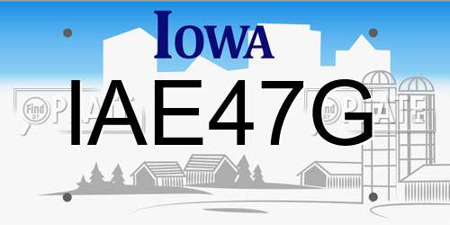IAE47G Iowa License Plate