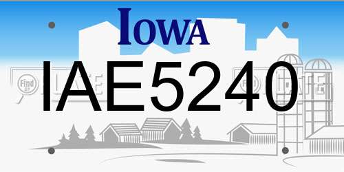 IAE5240 Iowa License Plate