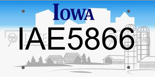 IAE5866 Iowa License Plate