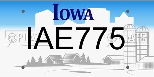 IAE775 Iowa License Plate