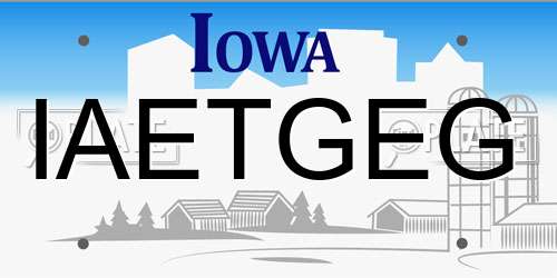 IAETGEG Iowa License Plate