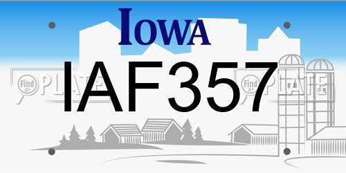 IAF357 Iowa License Plate