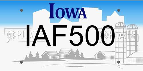 IAF500 Iowa License Plate
