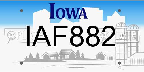 IAF882 Iowa License Plate