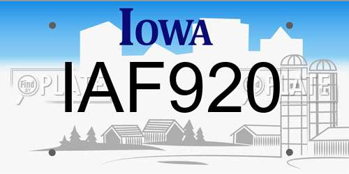 IAF920 Iowa License Plate