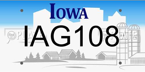 IAG108 Iowa License Plate