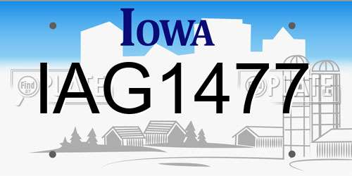 IAG1477 Iowa License Plate