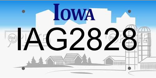 IAG2828 Iowa License Plate