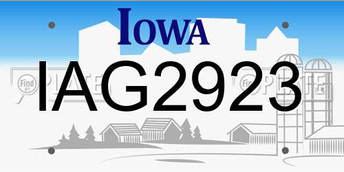 IAG2923 Iowa License Plate