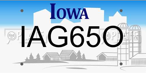IAG65O Iowa License Plate
