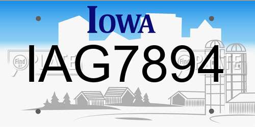 IAG7894 Iowa License Plate