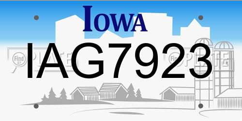 IAG7923 Iowa License Plate