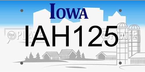 IAH125 Iowa License Plate