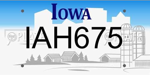 IAH675 Iowa License Plate