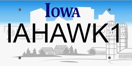 IAHAWK1 Iowa License Plate