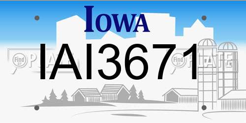 IAI3671 Iowa License Plate