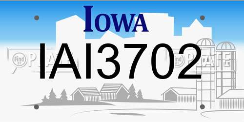 IAI3702 Iowa License Plate
