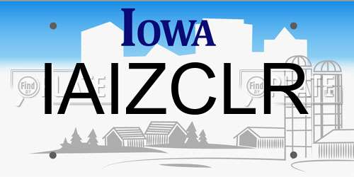 IAIZCLR Iowa License Plate