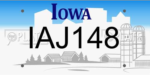 IAJ148 Iowa License Plate